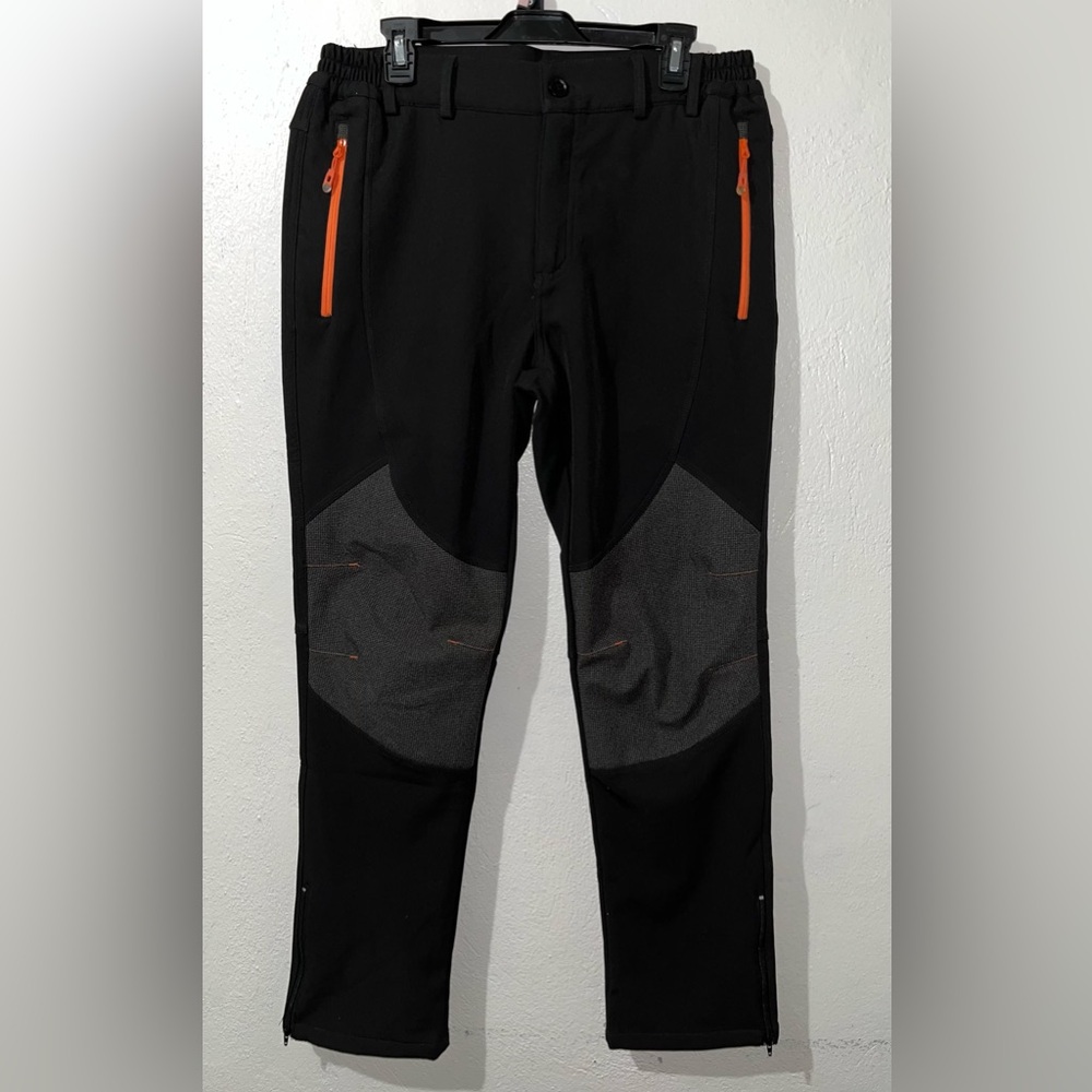NWOT Gash Hao Snow Pants Mens Sz 34X32 Black Softshell Waterproof Fleece Lined